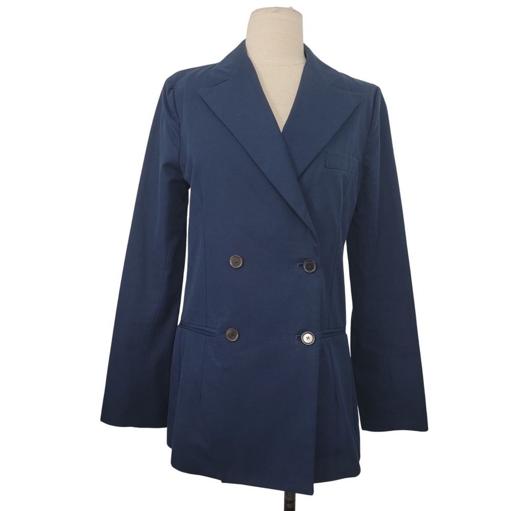 Erika Cavallini Navy Blue Cotton Double Breasted Blazer Sz‎ 42 US 6/M Designer